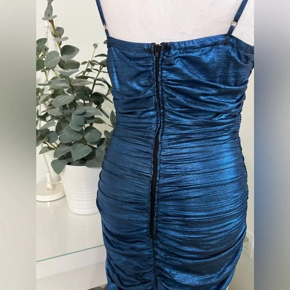 Metallic Blue Bodycon Mini Dress - S - Picture 7 of 13